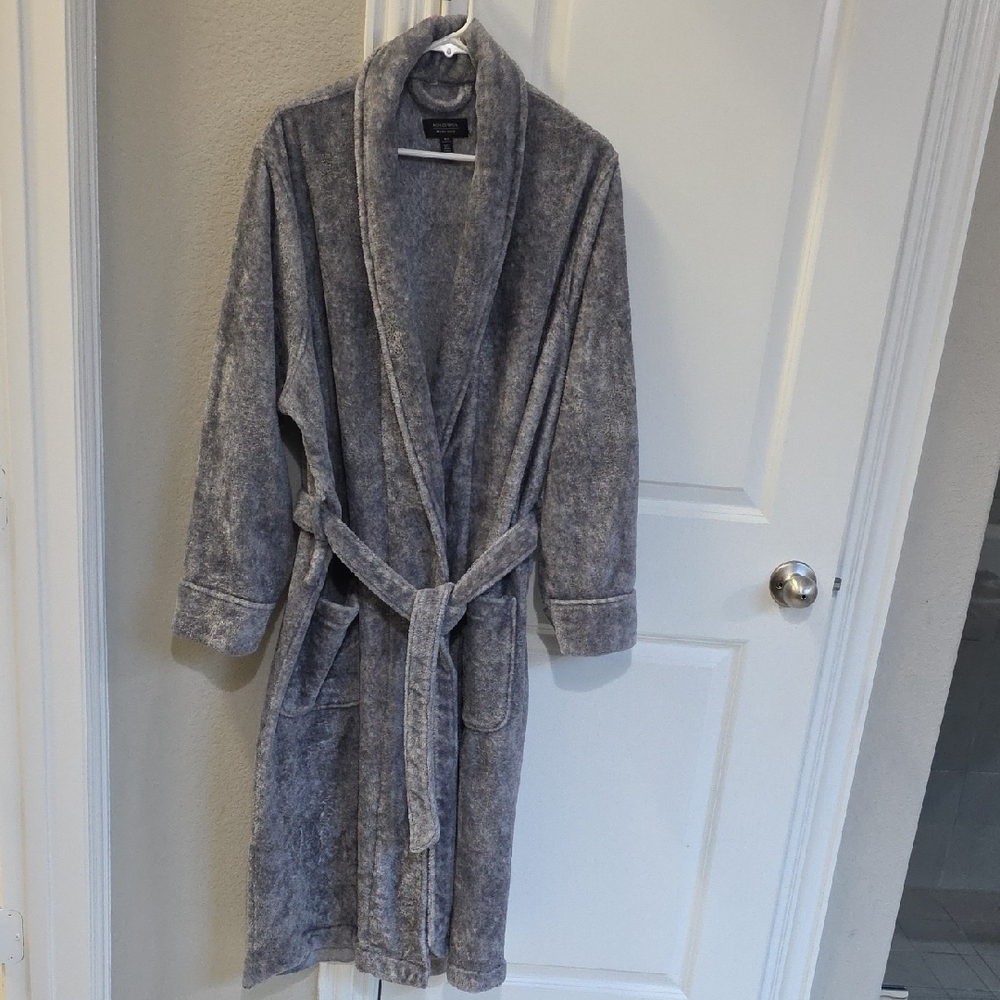 Nordstrom Mens Plush Charcoal Bathrobe Size Medium Large